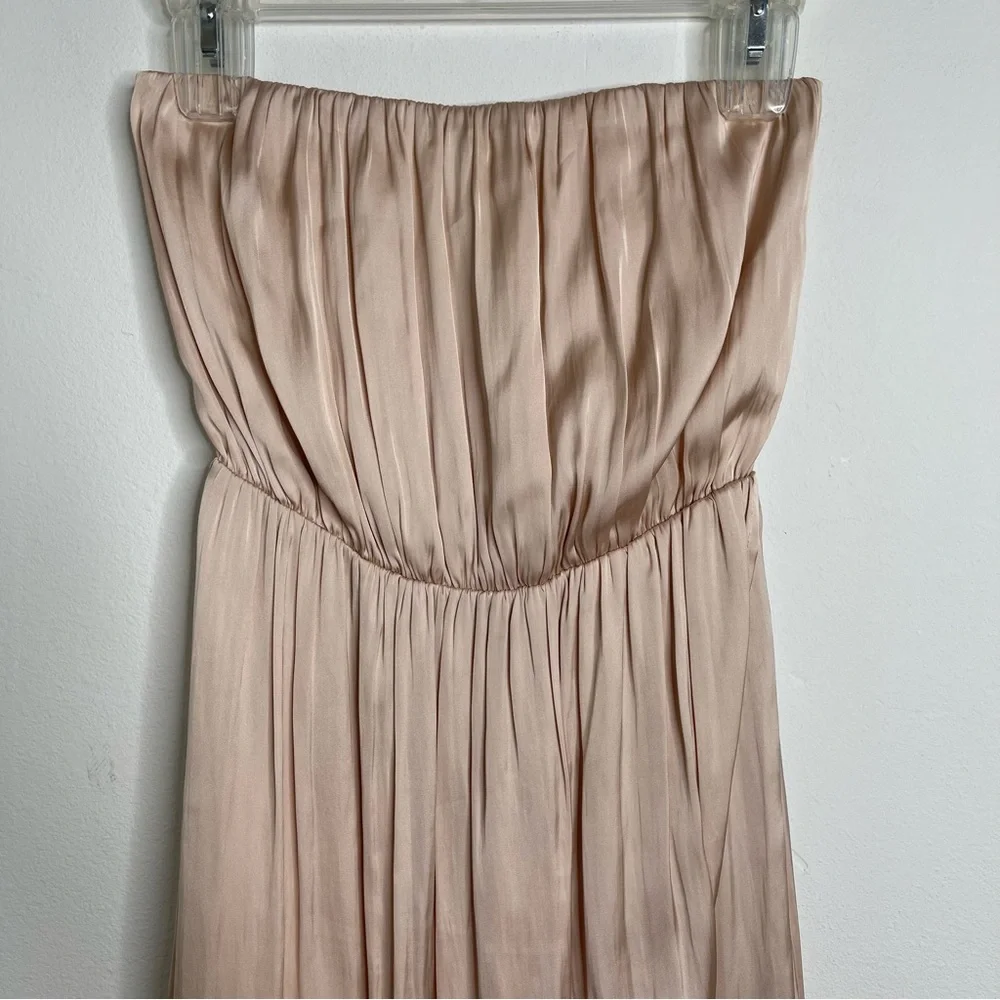 Lovers + Friends Night Lights Strapless Satin Midi Dress Champagne Sz XS Fairy - Picture 6 of 16